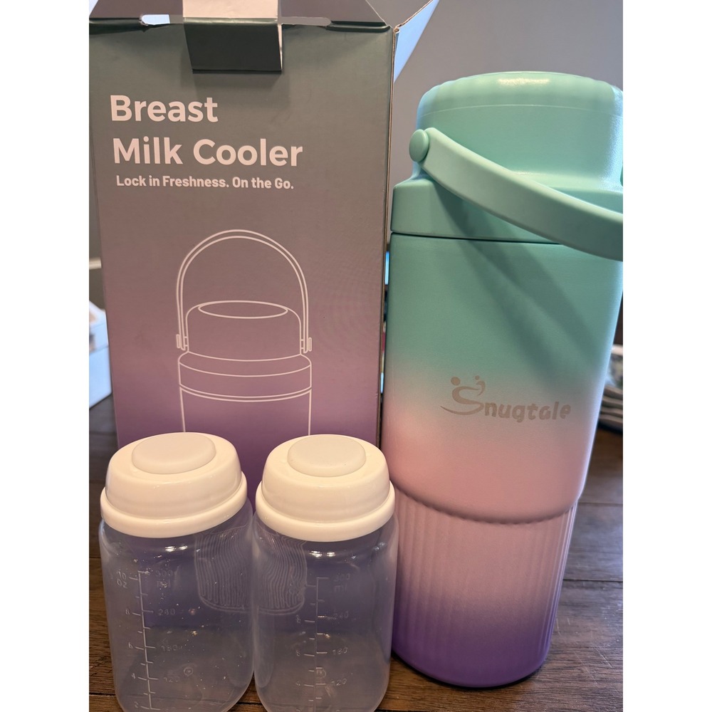 Snugtale Breast Milk Cooler Insulated Travel Bottle Ombre Teal Pink Purple